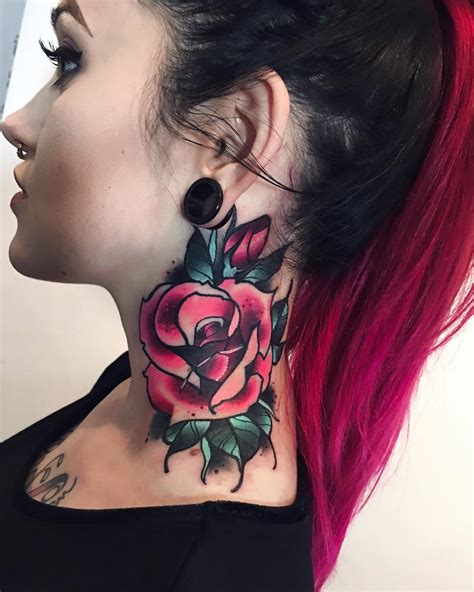 side neck tattoos for females|cool neck tattoos for women.